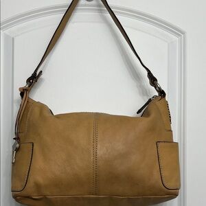 Fossil Tan Leather Shoulder Bag